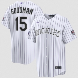 Men Colorado Rockies  15 Hunter Goodman White 2026 All Star Game   USA 250 Patch Stitched Baseball Jersey