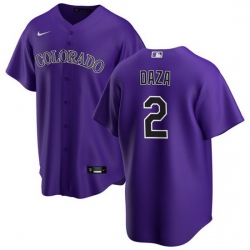 Men Colorado Rockies 2 Yonathan Daza Purple Stitched Baseball Jersey