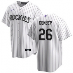 Men Colorado Rockies 26 Austin Gomber White Cool Base Stitched Baseball Jersey