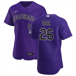 Men Colorado Rockies 26 David Dahl Men Nike Purple Alternate 2020 Flex Base Player MLB Jersey