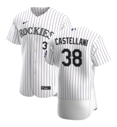 Men Colorado Rockies 38 Ryan Castellani Men Nike White Home 2020 Flex Base Player MLB Jersey