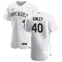 Men Colorado Rockies 40 Tyler Kinley Men Nike White Home 2020 Flex Base Player MLB Jersey