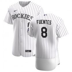 Men Colorado Rockies 8 Josh Fuentes Men Nike White Home 2020 Flex Base Player MLB Jersey