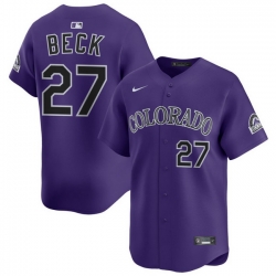 Men Colorado Rockies Nike Purple Alternate Limited Jersey Beck Jordan 27