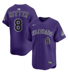 Men Colorado Rockies Nike Purple Alternate Limited Jersey RITTER 8