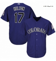 Mens Majestic Colorado Rockies 17 Todd Helton Replica Purple Alternate 1 Cool Base MLB Jersey