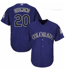 Mens Majestic Colorado Rockies 20 Ian Desmond Replica Purple Alternate 1 Cool Base MLB Jersey