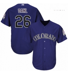 Mens Majestic Colorado Rockies 26 David Dahl Replica Purple Alternate 1 Cool Base MLB Jersey 