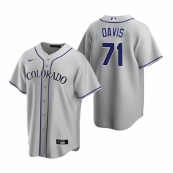 Mens Nike Colorado Rockies 71 Wade Davis Gray Road Stitched Baseball Jersey