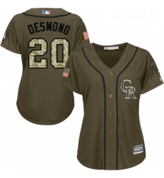 Womens Majestic Colorado Rockies 20 Ian Desmond Authentic Green Salute to Service MLB Jersey