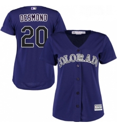 Womens Majestic Colorado Rockies 20 Ian Desmond Replica Purple Alternate 1 Cool Base MLB Jersey