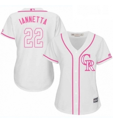 Womens Majestic Colorado Rockies 22 Chris Iannetta Replica White Fashion Cool Base MLB Jersey 