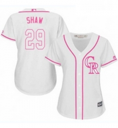 Womens Majestic Colorado Rockies 29 Bryan Shaw Replica White Fashion Cool Base MLB Jersey 