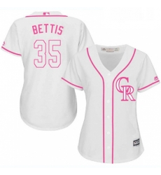 Womens Majestic Colorado Rockies 35 Chad Bettis Replica White Fashion Cool Base MLB Jersey