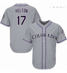 Youth Majestic Colorado Rockies 17 Todd Helton Replica Grey Road Cool Base MLB Jersey