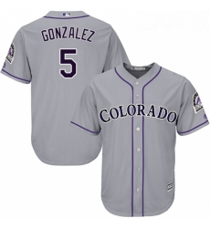 Youth Majestic Colorado Rockies 5 Carlos Gonzalez Authentic Grey Road Cool Base MLB Jersey