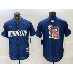 Men Detroit Tigers Team Big Logo 2024 Navy City Connect Cool Base Limited Stitched