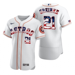 Men Houston Astros 21 Zack Greinke Men Nike White Fluttering USA Flag Limited Edition Flex Base MLB Jersey Men Houston Astros 21 Zack Greinke Men Nike White Fluttering USA Flag Limited Edition Flex Base MLB Jersey
