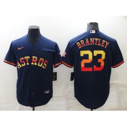 Men Houston Astros 23 Michael Brantley 2022 Navy Cool Base Stitched Jerse Men Houston Astros 23 Michael Brantley 2022 Navy Cool Base Stitched Jerse