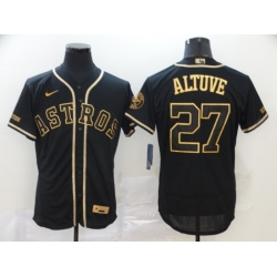 Men Houston Astros 27 Jose Altuve 2020 Black Golden Flex Base Stitched MLB Jersey Men Houston Astros 27 Jose Altuve 2020 Black Golden Flex Base Stitched MLB Jersey