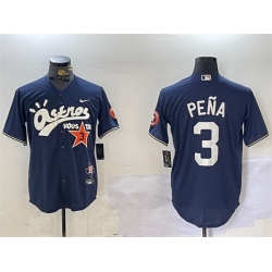 Men Houston Astros 3 Jeremy Pena Navy Cactus Jack Style Vapor Premier Limited Stitched Baseball Jersey