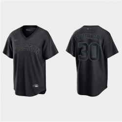 Men Houston Astros 30 Kyle Tucker Black Pitch Black Fashion Replica Stitched Jersey Men Houston Astros 30 Kyle Tucker Black Pitch Black Fashion Replica Stitched Jersey