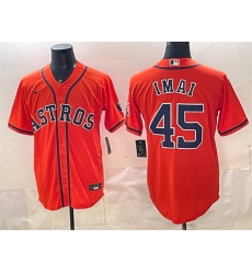 Men Houston Astros 45 Tatsuya Imai Orange Cool Base Stitched Jersey Men Houston Astros 45 Tatsuya Imai Orange Cool Base Stitched Jersey