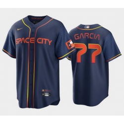 Men Houston Astros 77 Luis Garcia 2022 Navy City Connect Cool Base Stitched Jerse Men Houston Astros 77 Luis Garcia 2022 Navy City Connect Cool Base Stitched Jerse