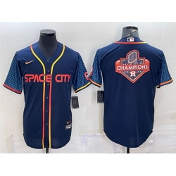 Men Houston Astros Navy 2022 World Series Champions Team Big Logo City Connect Cool Base Stitched Jersey Men Houston Astros Navy 2022 World Series Champions Team Big Logo City Connect Cool Base Stitched Jersey