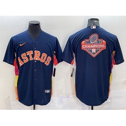 Men Houston Astros Navy 2022 World Series Champions Team Big Logo Cool Base Stitched Jersey Men Houston Astros Navy 2022 World Series Champions Team Big Logo Cool Base Stitched Jersey