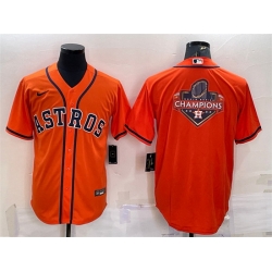 Men Houston Astros Orange 2022 World Series Champions Team Big Logo Cool Base Stitched Jersey Men Houston Astros Orange 2022 World Series Champions Team Big Logo Cool Base Stitched Jersey