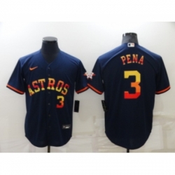 Men's Houston Astros #3 Jeremy Pena Number Navy Blue Rainbow Stitched MLB Cool Base Nike Jersey Men's Houston Astros #3 Jeremy Pena Number Navy Blue Rainbow Stitched MLB Cool Base Nike Jersey