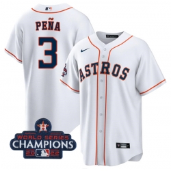 Men's Houston Astros #3 Jeremy Pena White 2022 World Series Champions Cool Base Stitched Baseball Jersey Men's Houston Astros #3 Jeremy Pena White 2022 World Series Champions Cool Base Stitched Baseball Jersey