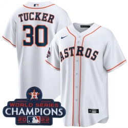 Men's Houston Astros #30 Kyle Tucker White 2022 World Series Champions Home Stitched Baseball Jersey Men's Houston Astros #30 Kyle Tucker White 2022 World Series Champions Home Stitched Baseball Jersey