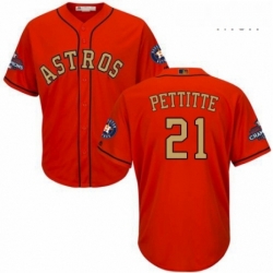 Mens Majestic Houston Astros 21 Andy Pettitte Replica Orange Alternate 2018 Gold Program Cool Base MLB Jersey Mens Majestic Houston Astros 21 Andy Pettitte Replica Orange Alternate 2018 Gold Program Cool Base MLB Jersey