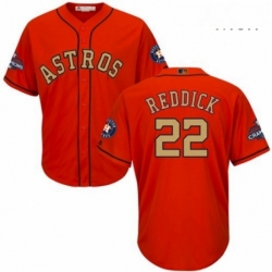 Mens Majestic Houston Astros 22 Josh Reddick Replica Orange Alternate 2018 Gold Program Cool Base MLB Jersey Mens Majestic Houston Astros 22 Josh Reddick Replica Orange Alternate 2018 Gold Program Cool Base MLB Jersey