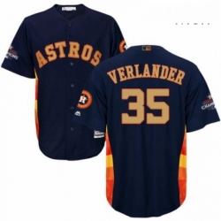 Mens Majestic Houston Astros 35 Justin Verlander Replica Navy Blue Alternate 2018 Gold Program Cool Base MLB Jersey  Mens Majestic Houston Astros 35 Justin Verlander Replica Navy Blue Alternate 2018 Gold Program Cool Base MLB Jersey