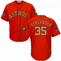 Mens Majestic Houston Astros 35 Justin Verlander Replica Orange Alternate 2018 Gold Program Cool Base MLB Jersey  Mens Majestic Houston Astros 35 Justin Verlander Replica Orange Alternate 2018 Gold Program Cool Base MLB Jersey