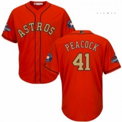 Mens Majestic Houston Astros 41 Brad Peacock Replica Orange Alternate 2018 Gold Program Cool Base MLB Jersey  Mens Majestic Houston Astros 41 Brad Peacock Replica Orange Alternate 2018 Gold Program Cool Base MLB Jersey