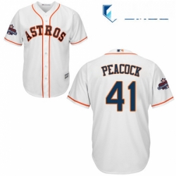 Mens Majestic Houston Astros 41 Brad Peacock Replica White Home 2017 World Series Champions Cool Base MLB Jersey  Mens Majestic Houston Astros 41 Brad Peacock Replica White Home 2017 World Series Champions Cool Base MLB Jersey