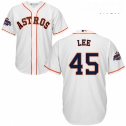 Mens Majestic Houston Astros 45 Carlos Lee Replica White Home 2017 World Series Champions Cool Base MLB Jersey Mens Majestic Houston Astros 45 Carlos Lee Replica White Home 2017 World Series Champions Cool Base MLB Jersey