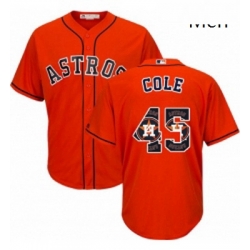 Mens Majestic Houston Astros 45 Gerrit Cole Authentic Orange Team Logo Fashion Cool Base MLB Jersey  Mens Majestic Houston Astros 45 Gerrit Cole Authentic Orange Team Logo Fashion Cool Base MLB Jersey