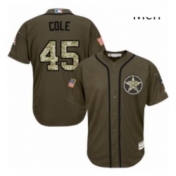 Mens Majestic Houston Astros 45 Gerrit Cole Replica Green Salute to Service MLB Jersey  Mens Majestic Houston Astros 45 Gerrit Cole Replica Green Salute to Service MLB Jersey