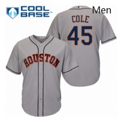 Mens Majestic Houston Astros 45 Gerrit Cole Replica Grey Road Cool Base MLB Jersey  Mens Majestic Houston Astros 45 Gerrit Cole Replica Grey Road Cool Base MLB Jersey