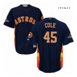 Mens Majestic Houston Astros 45 Gerrit Cole Replica Navy Blue Alternate 2018 Gold Program Cool Base MLB Jersey  Mens Majestic Houston Astros 45 Gerrit Cole Replica Navy Blue Alternate 2018 Gold Program Cool Base MLB Jersey