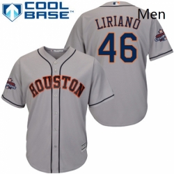 Mens Majestic Houston Astros 46 Francisco Liriano Replica Grey Road 2017 World Series Champions Cool Base MLB Jersey  Mens Majestic Houston Astros 46 Francisco Liriano Replica Grey Road 2017 World Series Champions Cool Base MLB Jersey