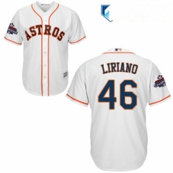 Mens Majestic Houston Astros 46 Francisco Liriano Replica White Home 2017 World Series Champions Cool Base MLB Jersey  Mens Majestic Houston Astros 46 Francisco Liriano Replica White Home 2017 World Series Champions Cool Base MLB Jersey
