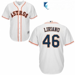 Mens Majestic Houston Astros 46 Francisco Liriano Replica White Home Cool Base MLB Jersey  Mens Majestic Houston Astros 46 Francisco Liriano Replica White Home Cool Base MLB Jersey