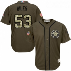 Mens Majestic Houston Astros 53 Ken Giles Authentic Green Salute to Service MLB Jersey  Mens Majestic Houston Astros 53 Ken Giles Authentic Green Salute to Service MLB Jersey