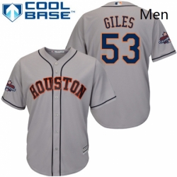 Mens Majestic Houston Astros 53 Ken Giles Replica Grey Road 2017 World Series Champions Cool Base MLB Jersey  Mens Majestic Houston Astros 53 Ken Giles Replica Grey Road 2017 World Series Champions Cool Base MLB Jersey